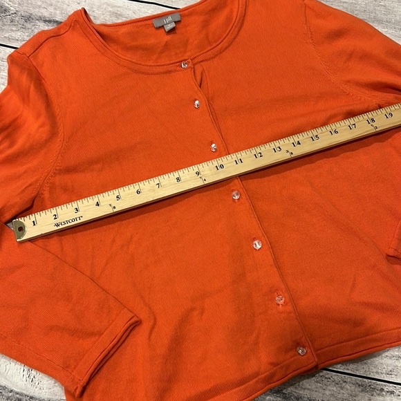 J. Jill Cardigan Sweater Crystal Buttons Coral Color Sz M - Picture 4 of 5
